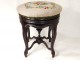 Wood carved piano stool blackened tapestry flowers Napoleon III nineteenth