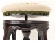 Wood carved piano stool blackened tapestry flowers Napoleon III nineteenth