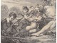 Engraving Erigone defeated Bacchus AD. Boucher Duflos frame golden XVIII