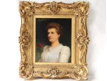 HST picture young woman portrait Jacques Wagrez frame stuccoed twentieth century