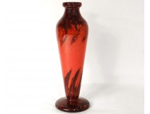 Glass paste vase Delatte Nancy orange twentieth century Art Nouveau