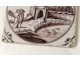 Delft earthenware tile manganese characters scene gallant eighteenth pond