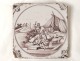 Delft earthenware tile manganese characters gallant scene shepherd XVIII