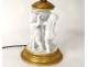 Bronze sculpture lamp biscuit cherubim putti column nineteenth glass beads