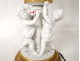 Bronze sculpture lamp biscuit cherubim putti column nineteenth glass beads