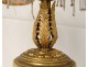 Bronze sculpture lamp biscuit cherubim putti column nineteenth glass beads