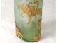 Enamelled glass vase flowers foliage gilding Montjoye Art Nouveau XIXth century