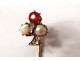 Pin 18K solid gold tie pink ruby ??beads twentieth eagle head