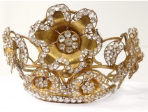 Crown virgin statue gilded brass tiara crown rhinestone flowers nineteenth century