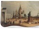 Russian tea box wooden lacquered Lukutin Moscow Red Square St. Basil&#39;s nineteenth