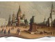 Russian tea box wooden lacquered Lukutin Moscow Red Square St. Basil&#39;s nineteenth