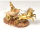 Small gilt bronze marble sculpture ancient chariot horses nineteenth hitch