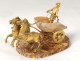 Small gilt bronze marble sculpture ancient chariot horses nineteenth hitch