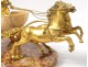 Small gilt bronze marble sculpture ancient chariot horses nineteenth hitch