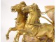 Small gilt bronze marble sculpture ancient chariot horses nineteenth hitch