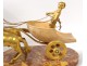 Small gilt bronze marble sculpture ancient chariot horses nineteenth hitch