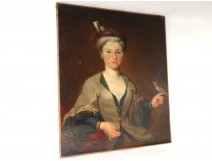 HST table elegant young woman portrait bird painting eighteenth century