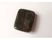 Sceau cachet bague agate verte armoiries blason plumes dragon hermines 18è