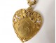 Collier pendentif chaîne coeur or massif 18K fleurs monogramme 11gr XXème