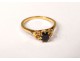 Bague bijou or massif 18 carats saphir bleu tête aigle gold ring XXè siècle