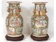 Pair of Chinese porcelain vases Canton characters butterflies nineteenth birds