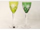 6 wine glasses Rhine Roemers St. Louis crystal color model Chantilly XXth