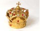 Petite couronne vierge statue laiton doré strass fleurs crown XIXème siècle