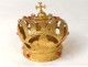 Petite couronne vierge statue laiton doré strass fleurs crown XIXème siècle