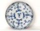 Assiette porcelaine chinoise blanc bleu fleurs Kangxi Chine XVIIIème siècle