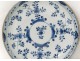 Assiette porcelaine chinoise blanc bleu fleurs Kangxi Chine XVIIIème siècle