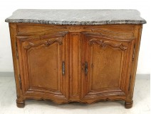 carved oak sideboard hunting curved molded gray eighteenth century marble