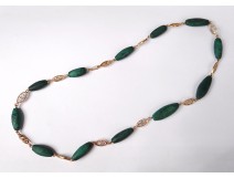 Collier or massif 18 carats malachite gold necklace XXème siècle