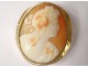 Cameo brooch solid 18 carat gold portrait young woman antique nineteenth