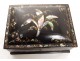 Box wooden box blackened pearl flowers lily gilding Napoleon III nineteenth