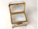 Box box white opaline gilt flowers golden brass Charles X nineteenth