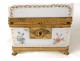 Box box white opaline gilt flowers golden brass Charles X nineteenth