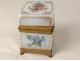 Box box white opaline gilt flowers golden brass Charles X nineteenth