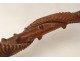 Cane old wooden carved serpent branch thorns Folk Art XIX