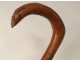 Cane old wooden carved serpent branch thorns Folk Art XIX