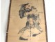 Woodblock man character roll beggar bottle signed nineteenth