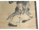 Woodblock man character roll beggar bottle signed nineteenth