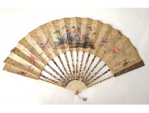 Fan children gouache silk ancient characters fan eighteenth Management