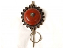 Silver metal jewel brooch amber Africa Maghreb XXth century