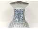 blue-white Chinese porcelain baluster vase lamp flowers nineteenth dragons