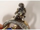 Chatelaine enamelled silver gilt cherubs snakes nineteenth crest jewel