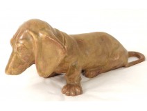 basset dog sculpture HB Quimper faience Jacques Nam twentieth century