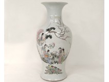 Chinese porcelain baluster vase women courtesans landscape nineteenth flowers