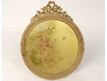 Cadre rond Louis XVI bronze doré noeud feuillage frame Napoléon III XIXème