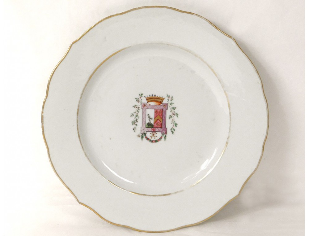 Assiette Compagnie Indes Armoiries Lelarge Bergevin Ordre Saint Louis 18e