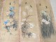 4 rolls Japanese paintings on silk flowers birds Japan signed nineteenth